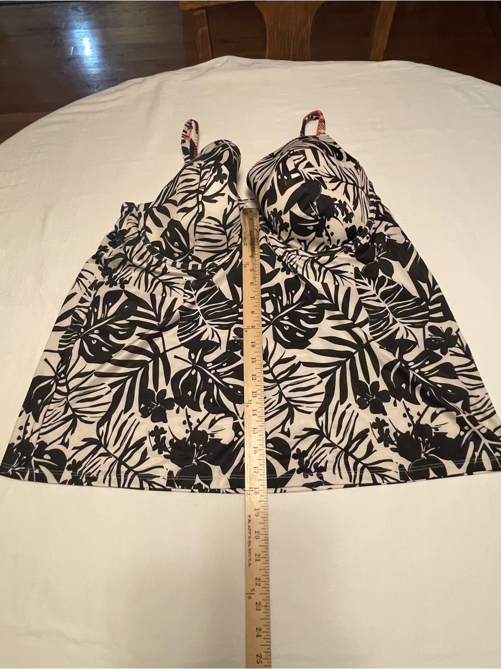 Black & Cream Tropical Print Women's Swim Suit - Picture 3 of 10
